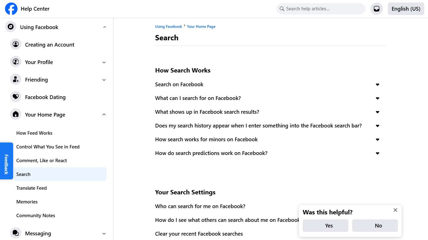 Search | Facebook Help Center